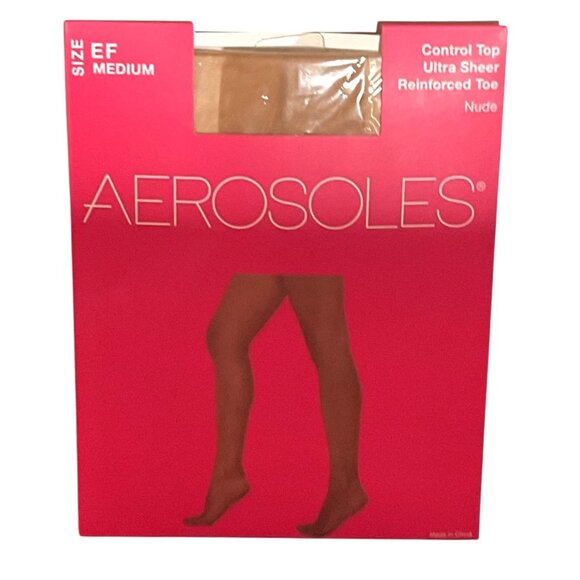 Aerosoles Ultra Sheer Control Top Tights EF Medium Nude Reinforced Toe - Picture 3 of 5